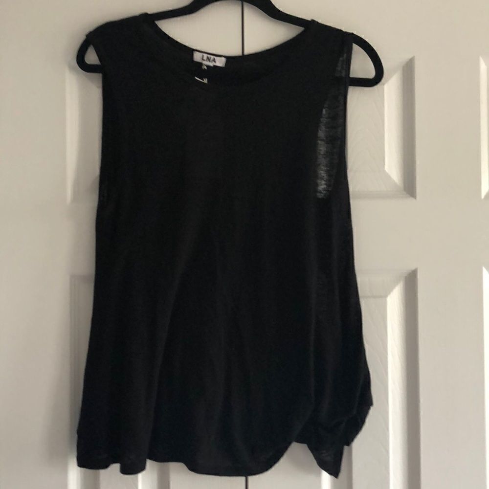 LNA Black Tank Top with Knot on Bottom